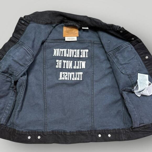 Levi's Women Slim Fit Original Trucker Jeans Jacket Inside Pockets Black sz S - Picture 3 of 12